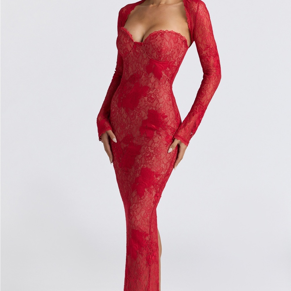 House of CB LUCIENNE
Red Lace Embroidered Maxi Dress - Limited Edition - Picture 6 of 6